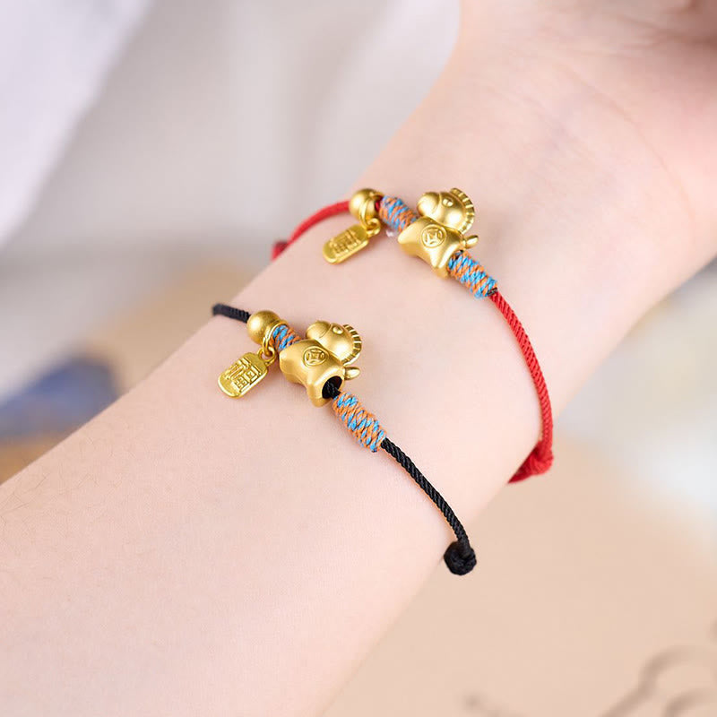 Wear FengShui Year Of The Horse Fu Character Handwoven String Luck Connection Bracelet