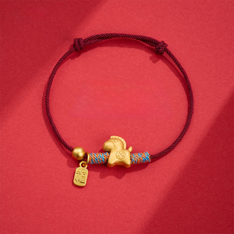 Wear FengShui Year Of The Horse Fu Character Handwoven String Luck Connection Bracelet