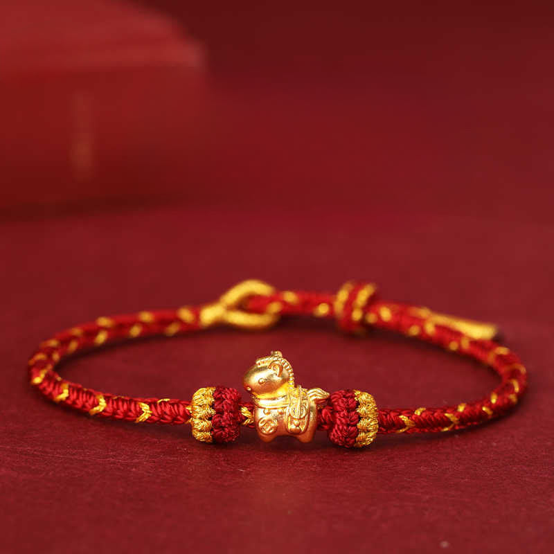 Wear FengShui 999 Gold Year Of The Horse Braided String Rope Luck Adjustable Bracelet