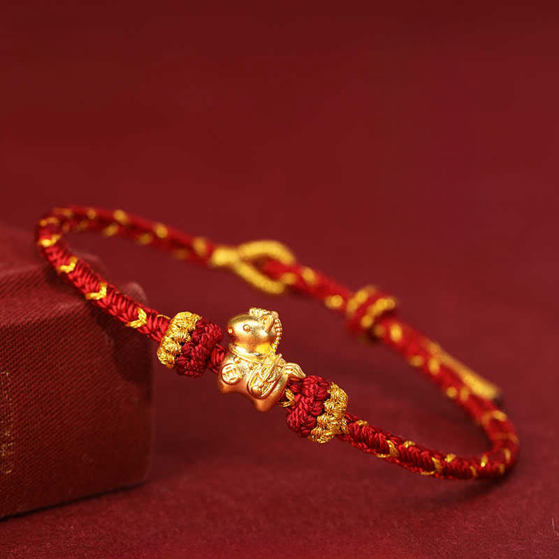 Wear FengShui 999 Gold Year Of The Horse Braided String Rope Luck Adjustable Bracelet