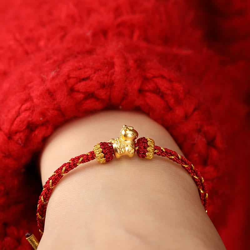 Wear FengShui 999 Gold Year Of The Horse Braided String Rope Luck Adjustable Bracelet