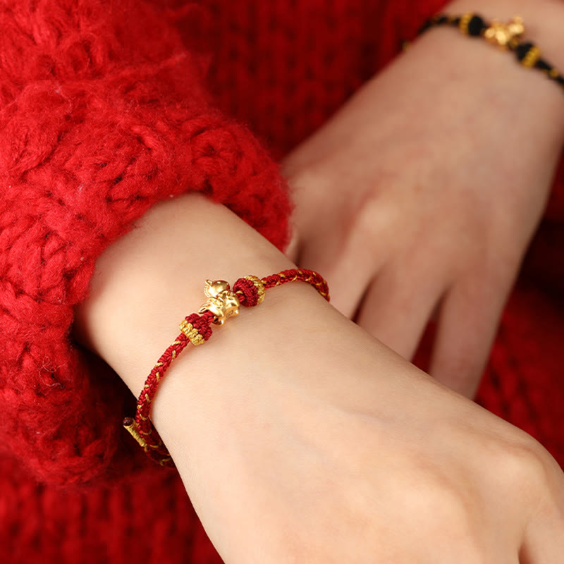 Wear FengShui 999 Gold Year Of The Horse Braided String Rope Luck Adjustable Bracelet