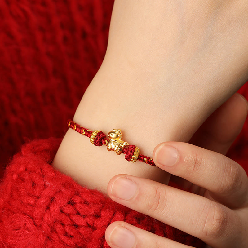 Wear FengShui 999 Gold Year Of The Horse Braided String Rope Luck Adjustable Bracelet