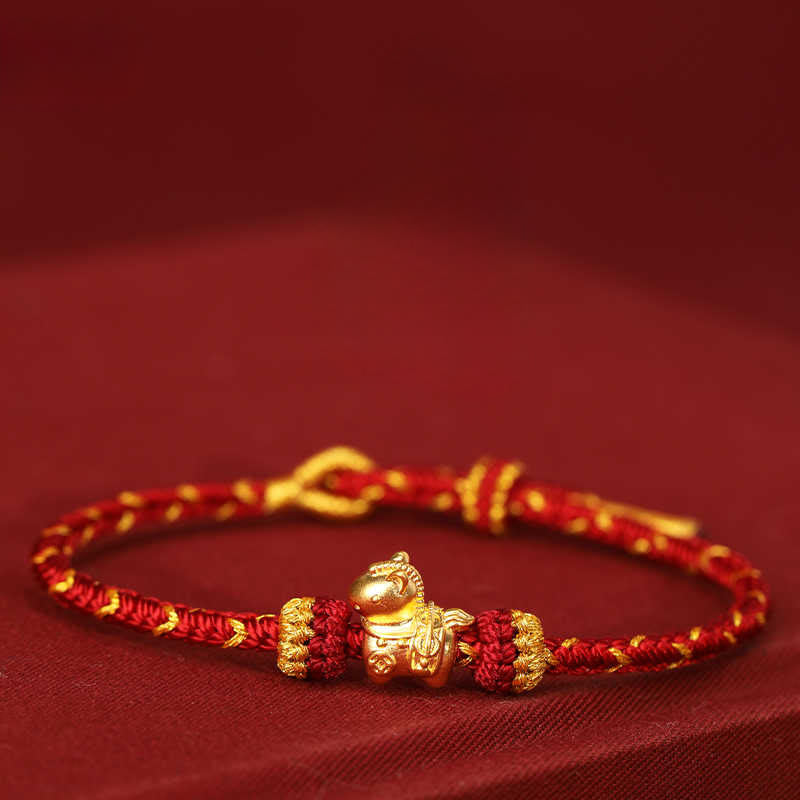 Wear FengShui 999 Gold Year Of The Horse Braided String Rope Luck Adjustable Bracelet