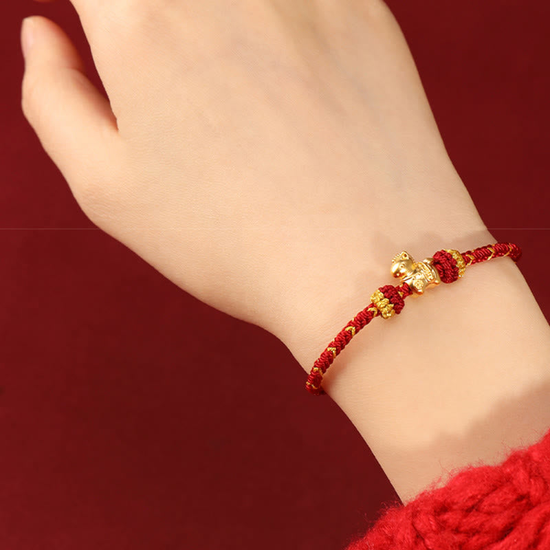 Wear FengShui 999 Gold Year Of The Horse Braided String Rope Luck Adjustable Bracelet