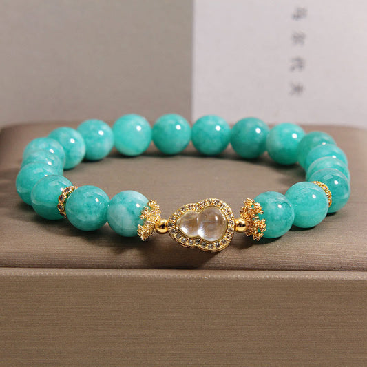 Wear FengShui Gourd Design Amazonite Stone Healing Confidence Beads Bracelet