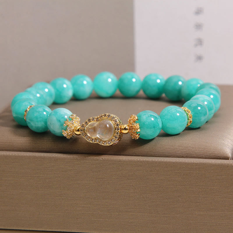 Wear FengShui Gourd Design Amazonite Stone Healing Confidence Beads Bracelet