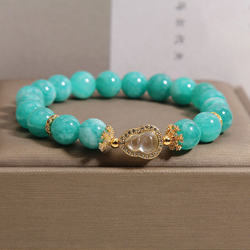 Wear FengShui Gourd Design Amazonite Stone Healing Confidence Beads Bracelet