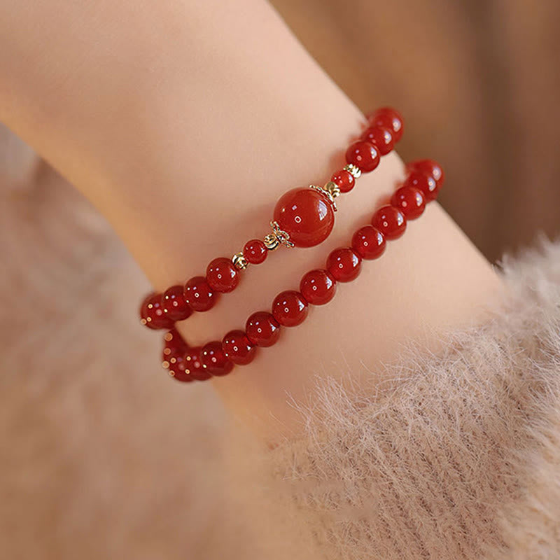 Wear FengShui Double Wrap Red Agate Beaded Self-acceptance Confidence Bracelet
