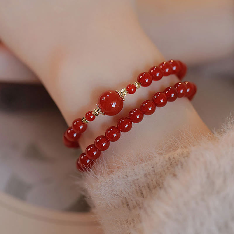 Wear FengShui Double Wrap Red Agate Beaded Self-acceptance Confidence Bracelet