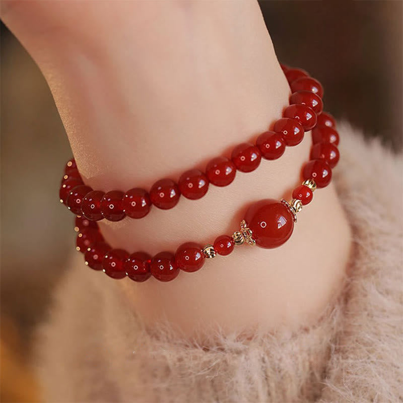 Wear FengShui Double Wrap Red Agate Beaded Self-acceptance Confidence Bracelet