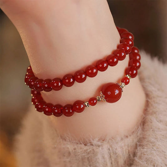 Wear FengShui Double Wrap Red Agate Beaded Self-acceptance Confidence Bracelet