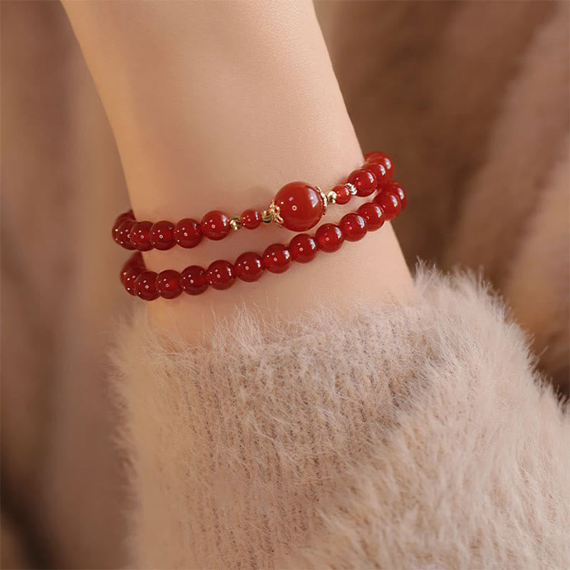 Wear FengShui Double Wrap Red Agate Beaded Self-acceptance Confidence Bracelet
