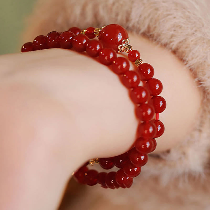 Wear FengShui Double Wrap Red Agate Beaded Self-acceptance Confidence Bracelet