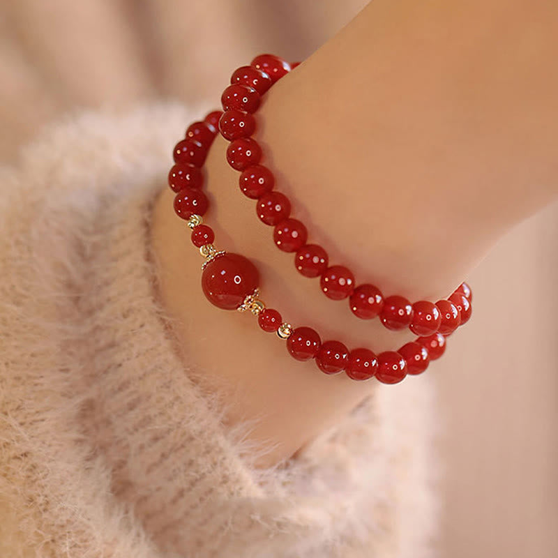 Wear FengShui Double Wrap Red Agate Beaded Self-acceptance Confidence Bracelet