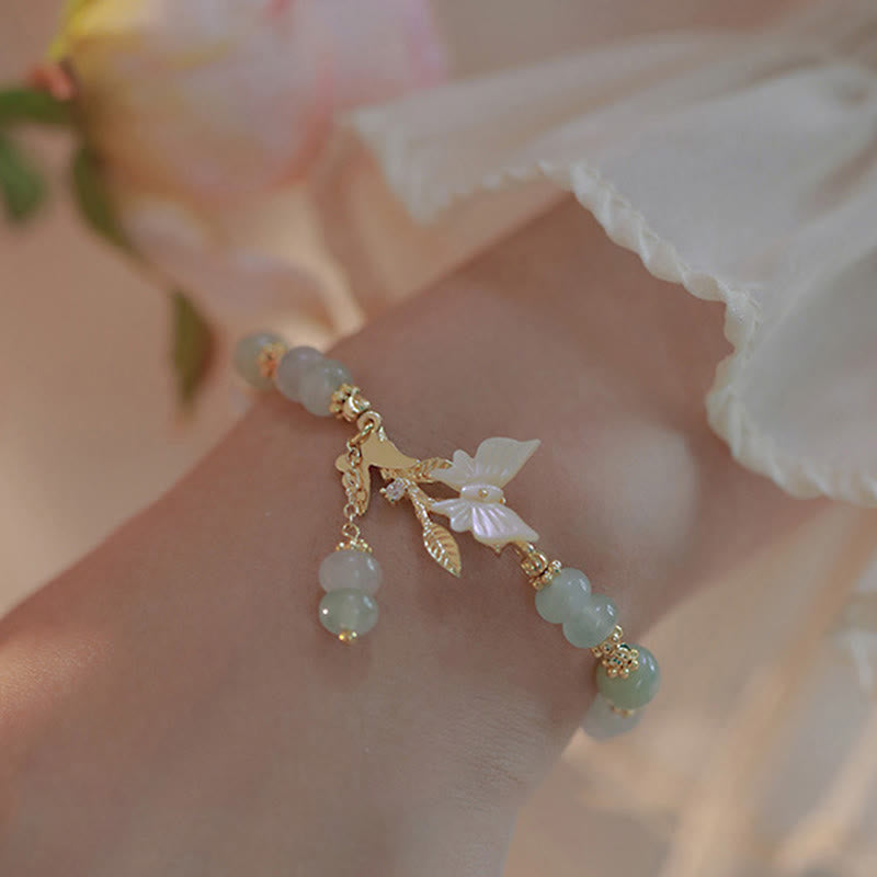 Wear FengShui Butterfly Charm Hetian Jade Adjustable Chain Prosperity Bracelet