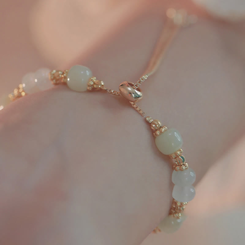 Wear FengShui Butterfly Charm Hetian Jade Adjustable Chain Prosperity Bracelet