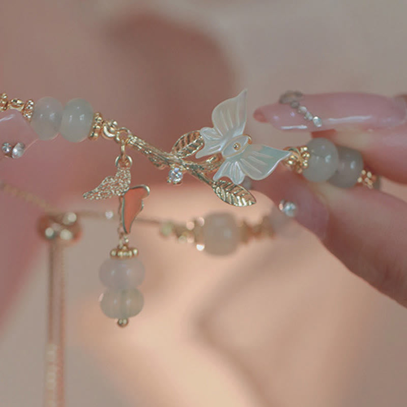 Wear FengShui Butterfly Charm Hetian Jade Adjustable Chain Prosperity Bracelet