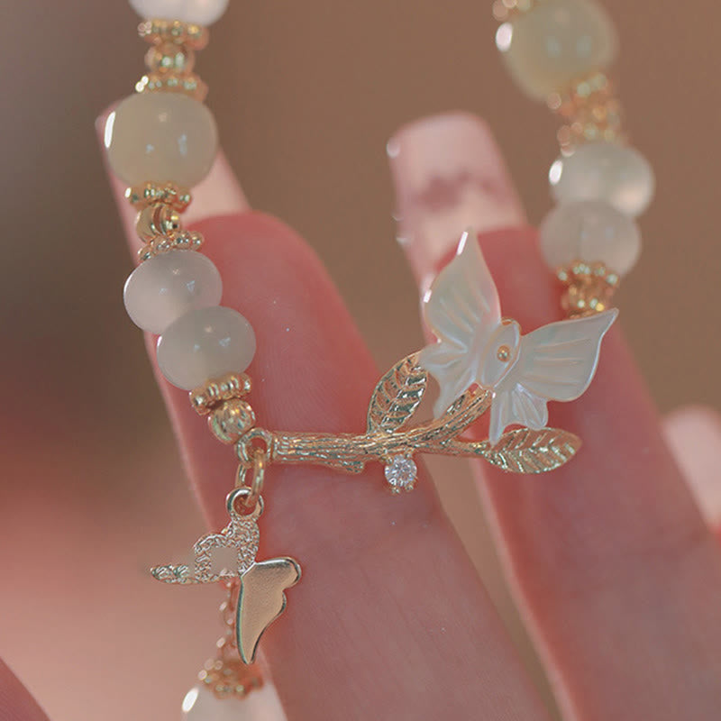 Wear FengShui Butterfly Charm Hetian Jade Adjustable Chain Prosperity Bracelet