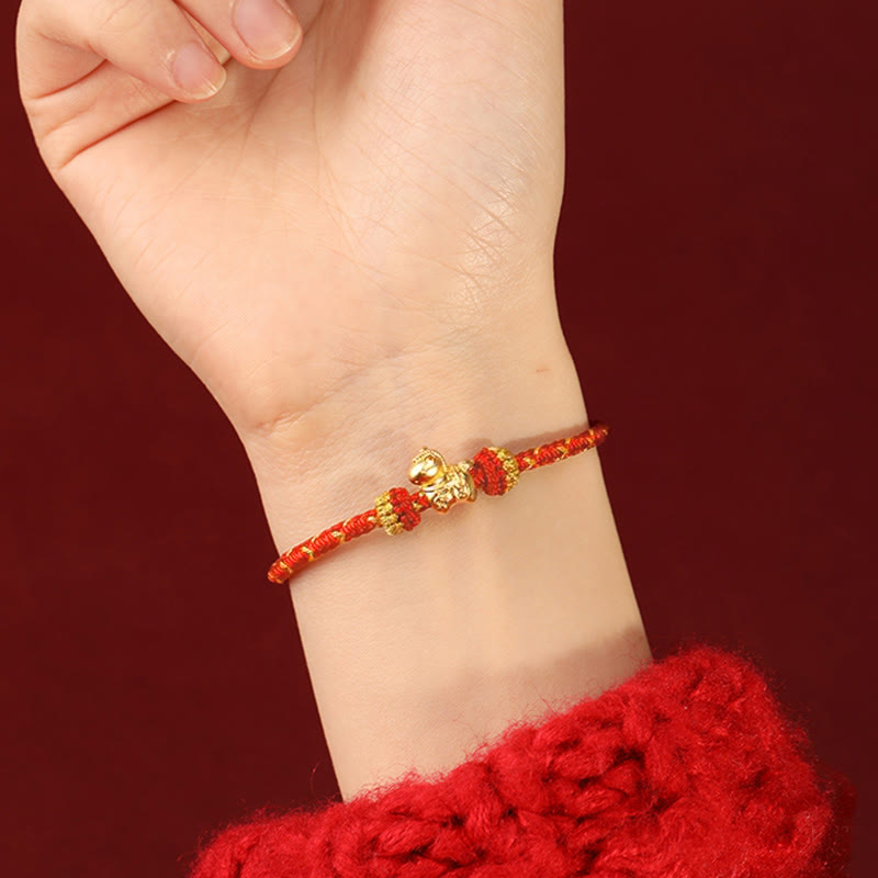 Wear FengShui 999 Gold Year Of The Horse Braided String Rope Luck Adjustable Bracelet