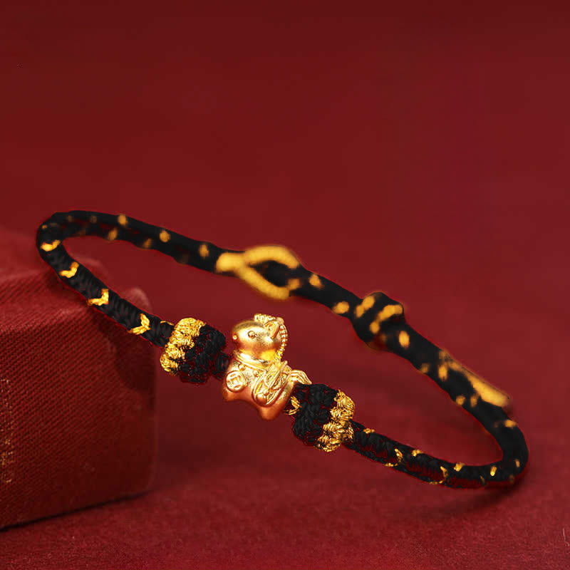 Wear FengShui 999 Gold Year Of The Horse Braided String Rope Luck Adjustable Bracelet