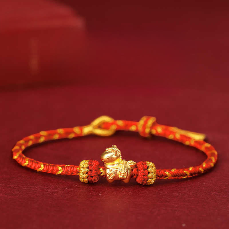 Wear FengShui 999 Gold Year Of The Horse Braided String Rope Luck Adjustable Bracelet