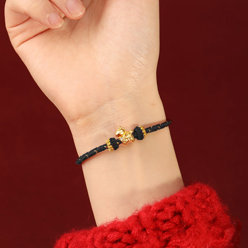 Wear FengShui 999 Gold Year Of The Horse Braided String Rope Luck Adjustable Bracelet