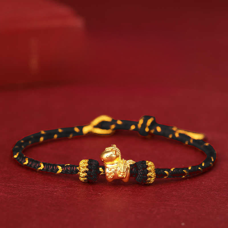 Wear FengShui 999 Gold Year Of The Horse Braided String Rope Luck Adjustable Bracelet