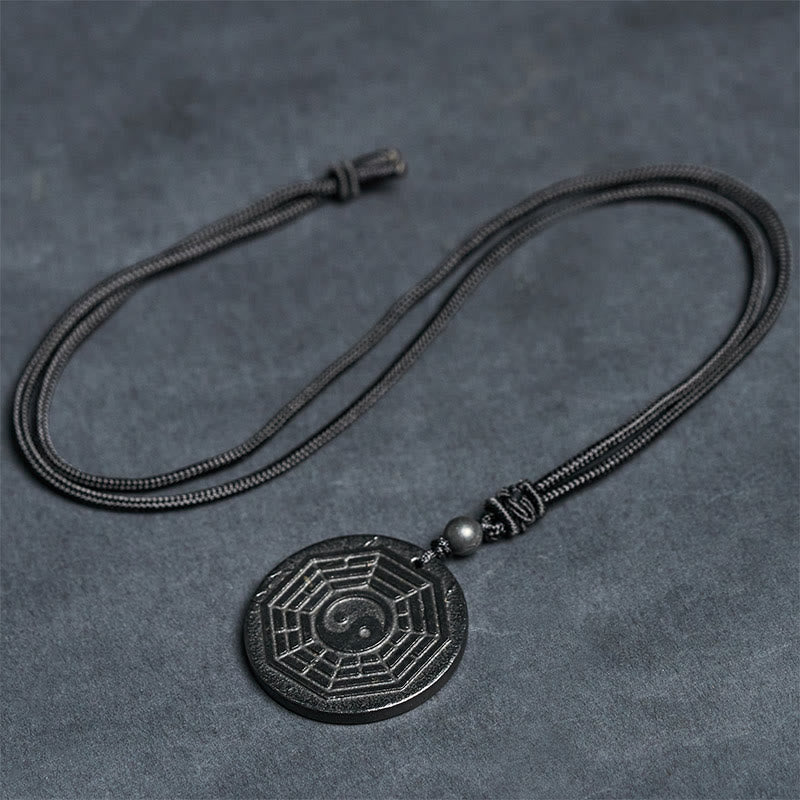 Wear FengShui Authentic Shungite Stone Yin Yang Bagua Protection Necklace Pendant