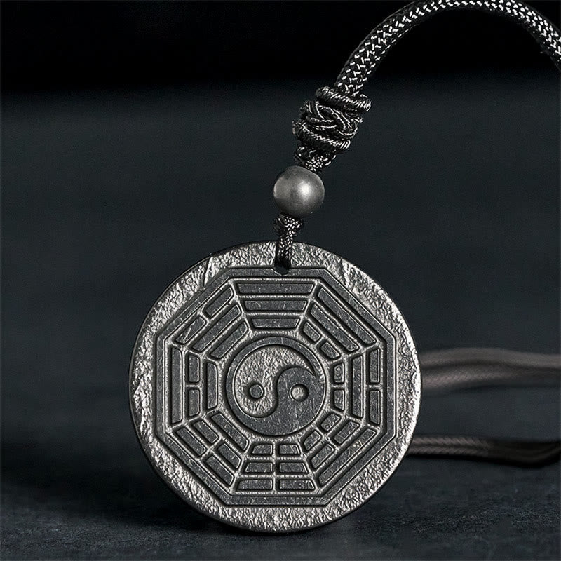 Wear FengShui Authentic Shungite Stone Yin Yang Bagua Protection Necklace Pendant