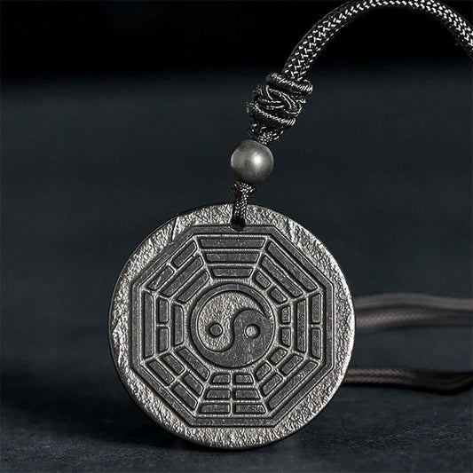Wear FengShui Authentic Shungite Stone Yin Yang Bagua Protection Necklace Pendant
