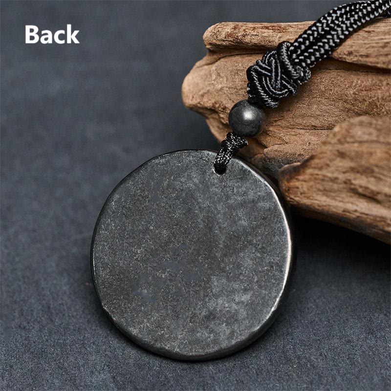 Wear FengShui Authentic Shungite Stone Yin Yang Bagua Protection Necklace Pendant