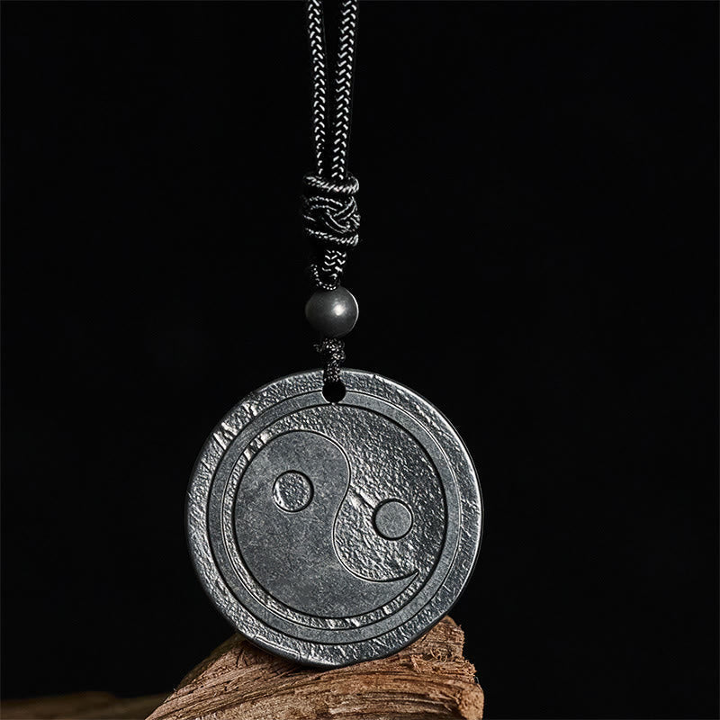 Wear FengShui Natural Authentic Shungite Stone Carved Yin Yang Protection Necklace Pendant