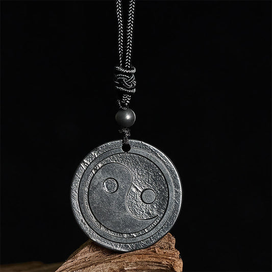 Wear FengShui Natural Authentic Shungite Stone Carved Yin Yang Protection Necklace Pendant