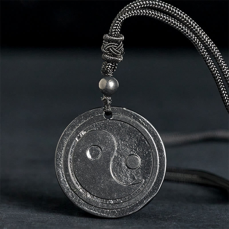 Wear FengShui Natural Authentic Shungite Stone Carved Yin Yang Protection Necklace Pendant