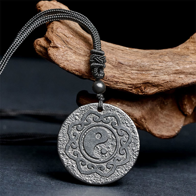 Wear FengShui Tai Chi Yin Yang Symbol Authentic Shungite Stone Inner Strength Necklace Pendant