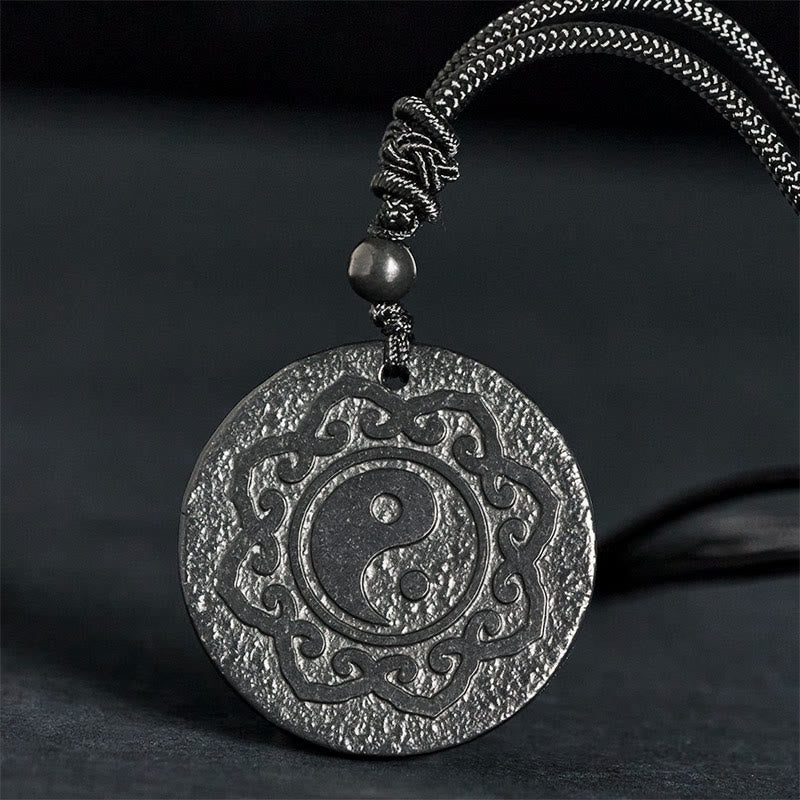 Wear FengShui Tai Chi Yin Yang Symbol Authentic Shungite Stone Inner Strength Necklace Pendant