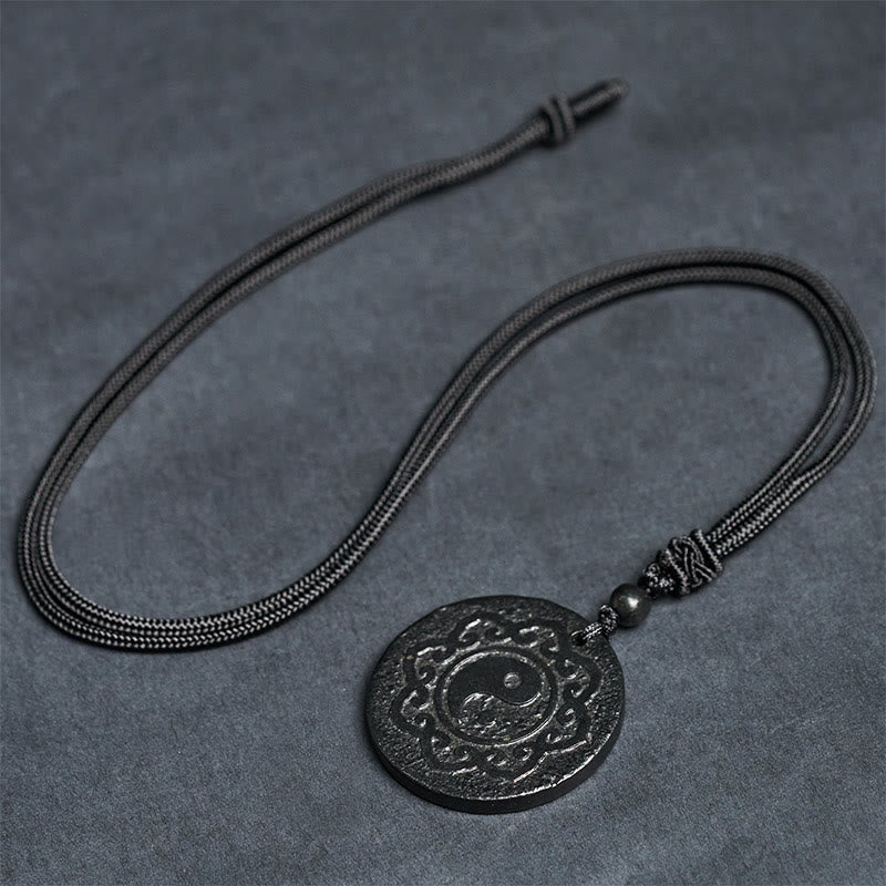 Wear FengShui Tai Chi Yin Yang Symbol Authentic Shungite Stone Inner Strength Necklace Pendant
