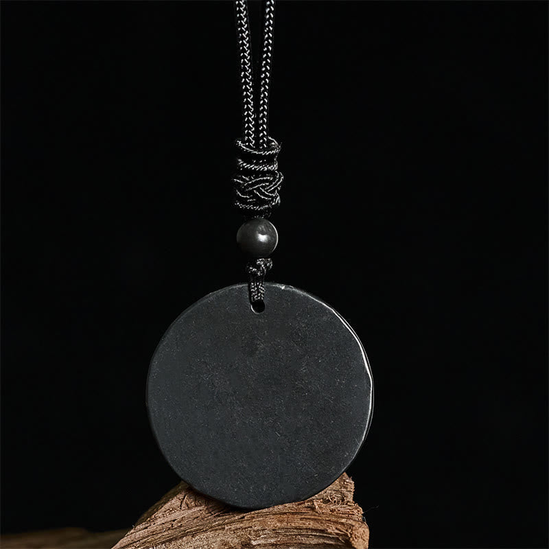 Wear FengShui Circle Simple Design Authentic Shungite Stone Protection Necklace Pendant
