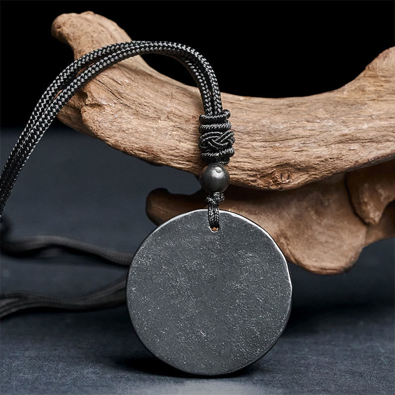 Wear FengShui Circle Simple Design Authentic Shungite Stone Protection Necklace Pendant