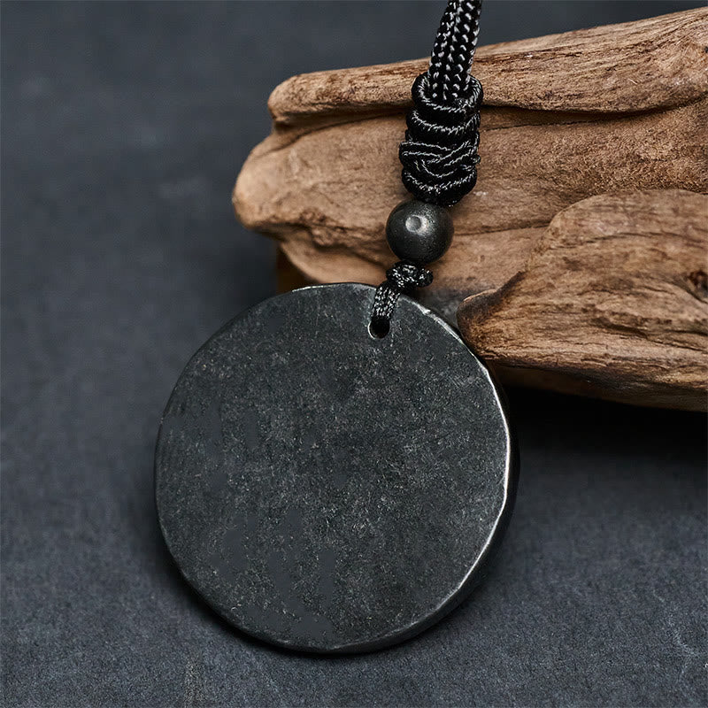 Wear FengShui Circle Simple Design Authentic Shungite Stone Protection Necklace Pendant