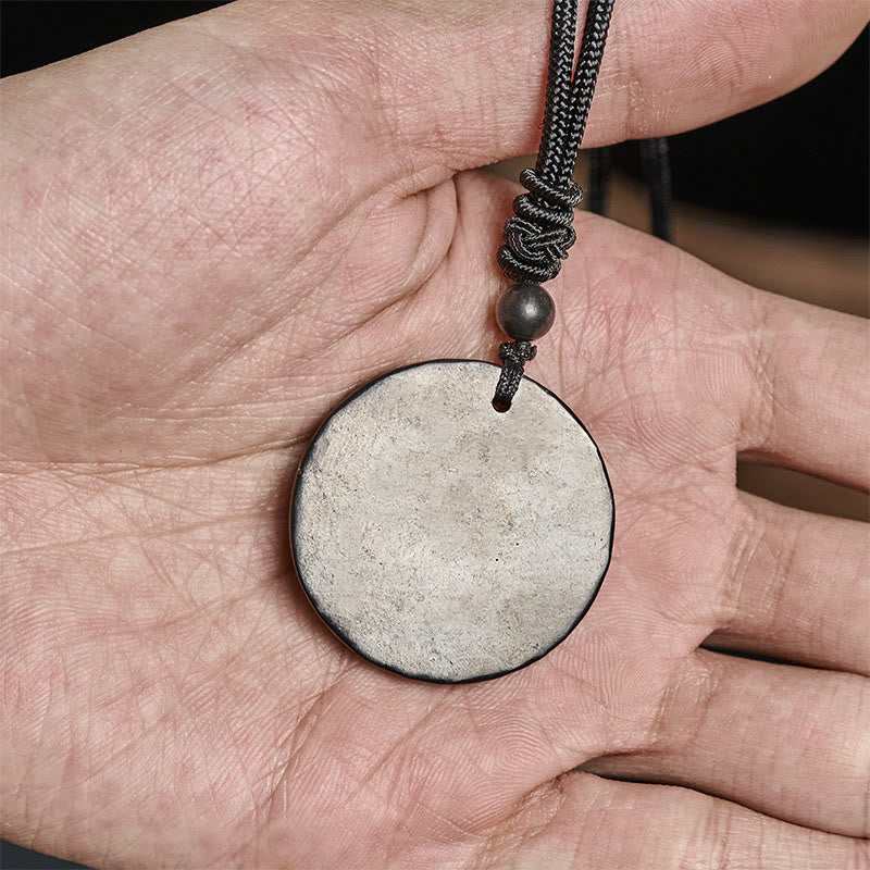 Wear FengShui Circle Simple Design Authentic Shungite Stone Protection Necklace Pendant