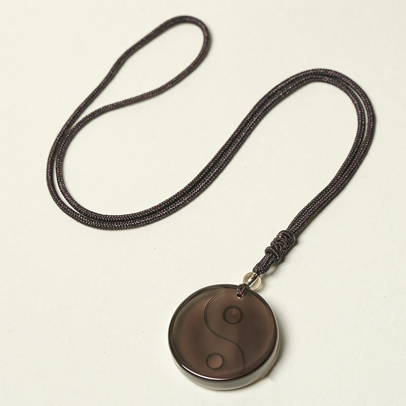 Wear FengShui Yin Yang Symbol Ice Obsidian Positive Necklace Pendant