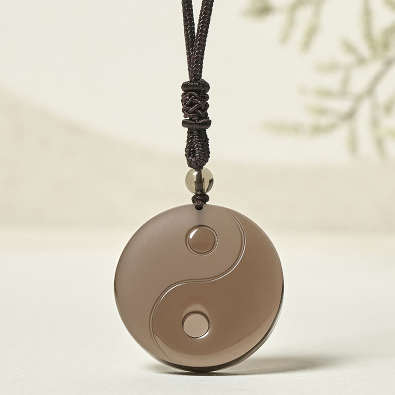 Wear FengShui Yin Yang Symbol Ice Obsidian Positive Necklace Pendant