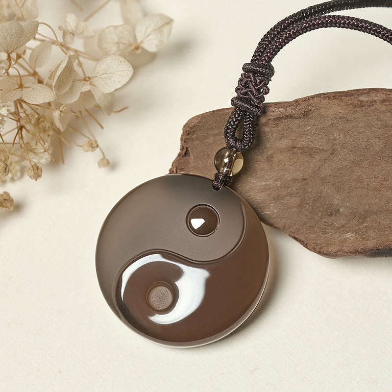 Wear FengShui Yin Yang Symbol Ice Obsidian Positive Necklace Pendant