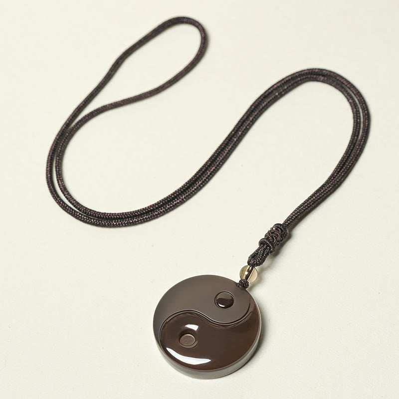Wear FengShui Yin Yang Symbol Ice Obsidian Positive Necklace Pendant