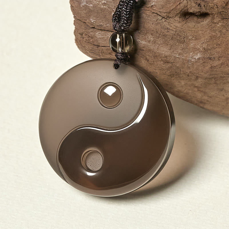 Wear FengShui Yin Yang Symbol Ice Obsidian Positive Necklace Pendant