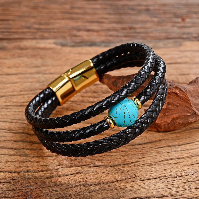 Wear FengShui Multicolored Bead Green Tiger Eye Amethyst Craved Six True Words Leather Balance Bracelet