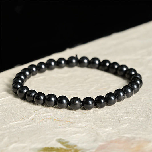 Wear FengShui Round Authentic Shungite Stone Inner Strength Beaded Bracelet