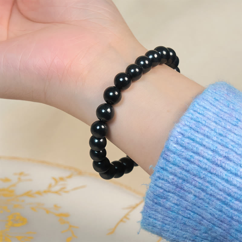 Wear FengShui Round Authentic Shungite Stone Inner Strength Beaded Bracelet